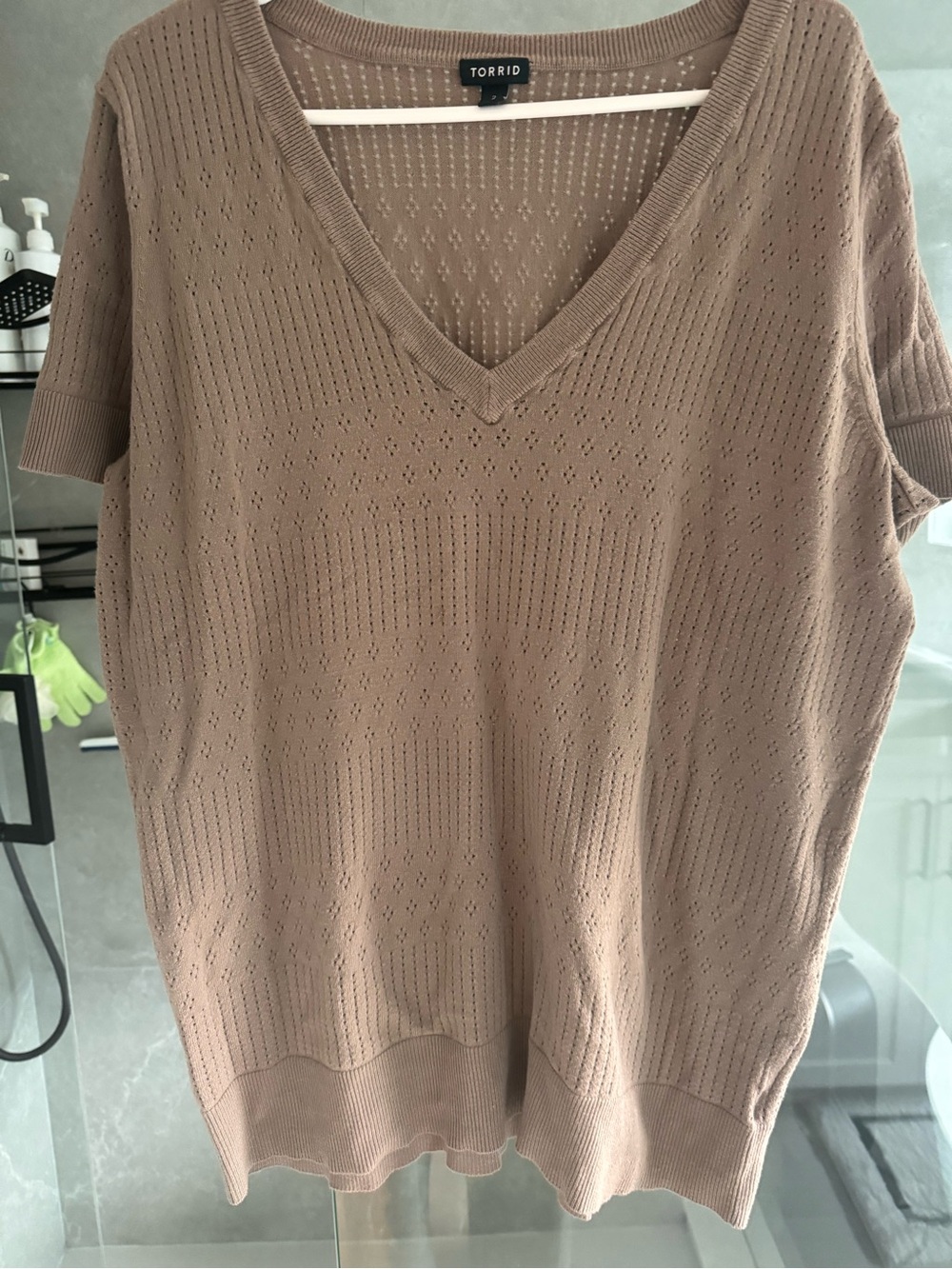 torrid Taupe V-Neck Short Sleeve Sweater Tee